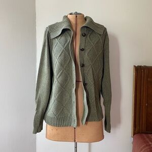 Karen Scott Olive Green Cardigan Sweater